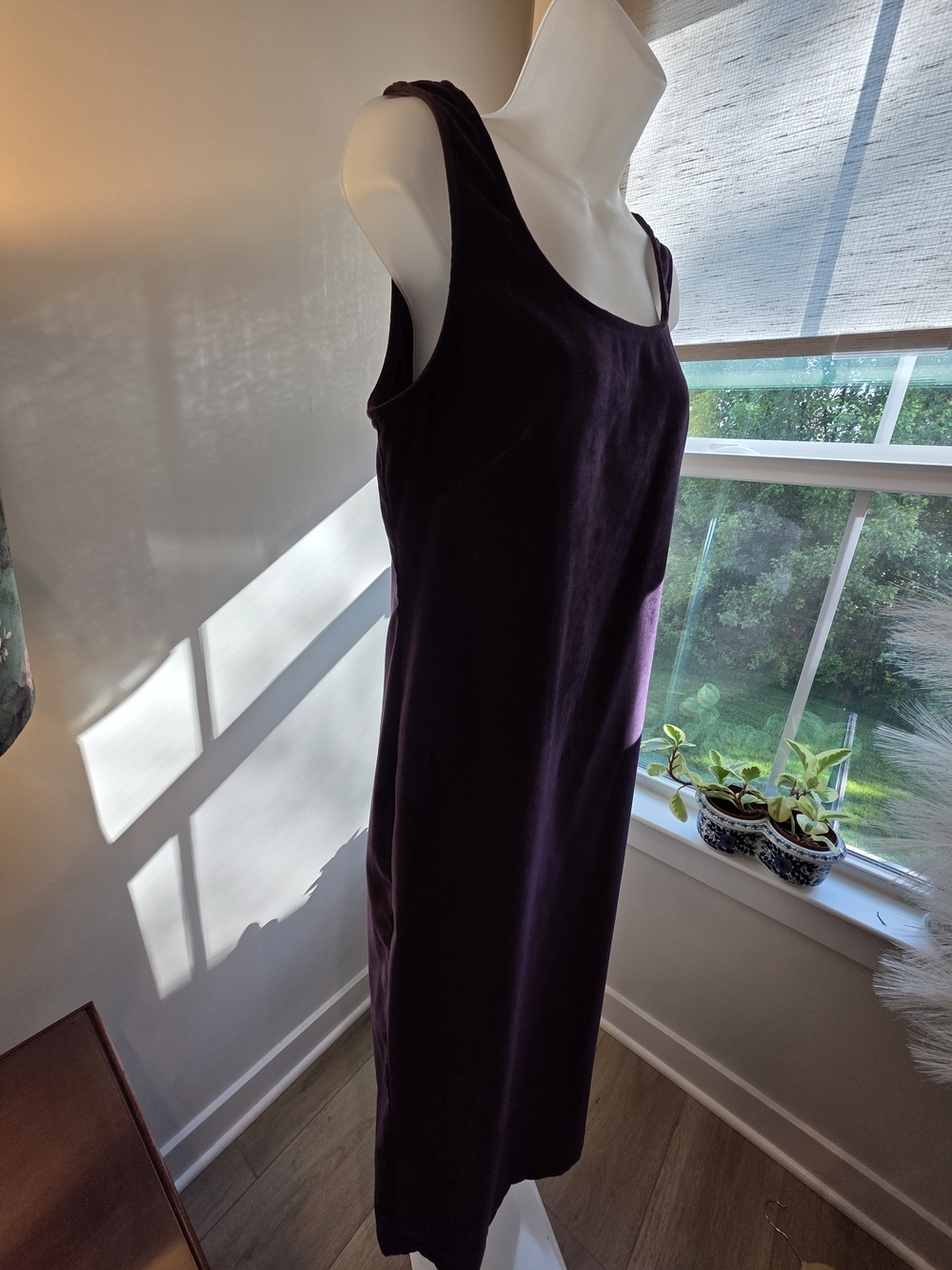 Jessica Howard Plum Sleeveless Maxi Dress with Scoop Neck Size M/L 90s Lagenlook - Picture 3 of 16